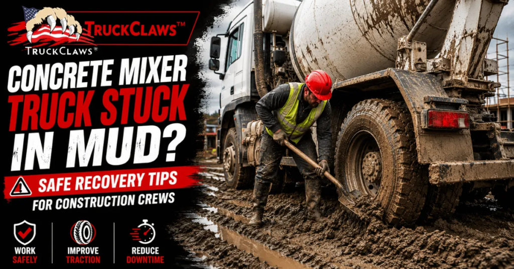Concrete Mixer Truck Stuck in Mud