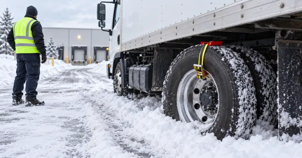 box truck stuck in snow