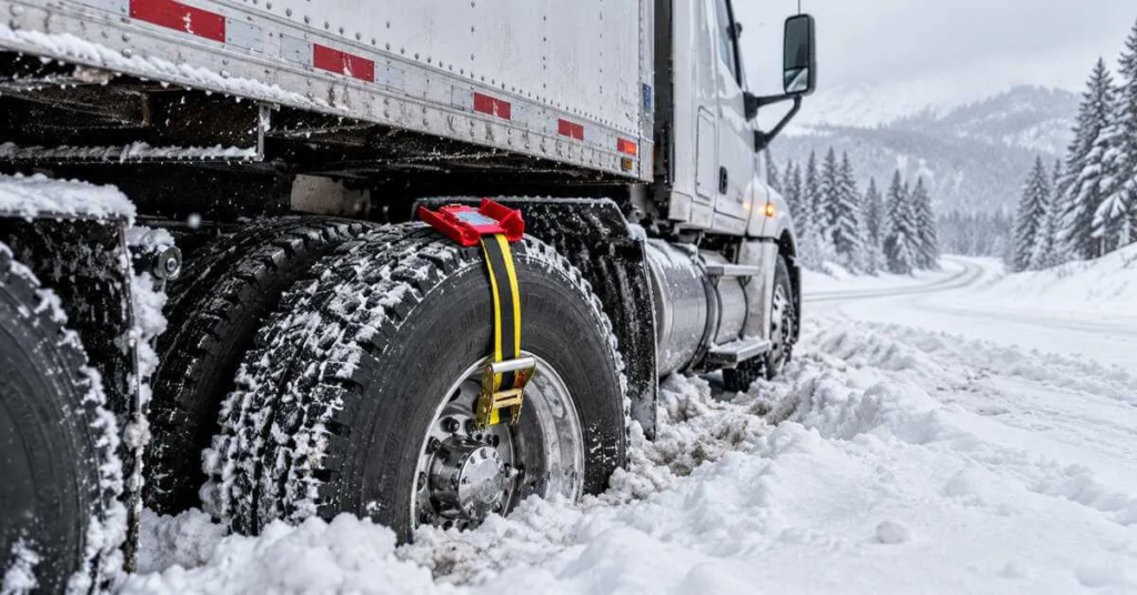 Semi Truck Stuck in Snow